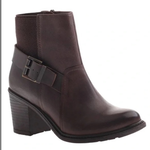 Nicole Reiny Dark Dune Leather Ankle Bootie with Block Heel Size 7.5 - Picture 11 of 12